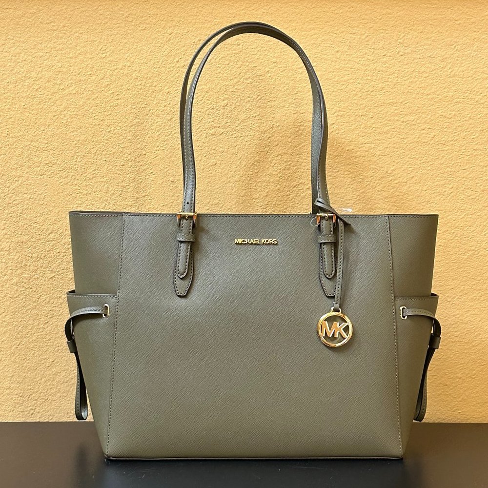 Michael Kors Gilly Large Drawstring Travel Tote Shoulder Bag Olive Green